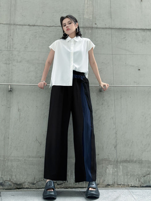 Stripe Panel Wide Pants